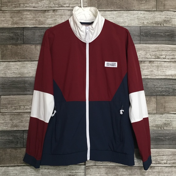 Hollister Epic Flex Color Block Windbreaker Jacket Men’s S Red Blue White - Picture 4 of 8